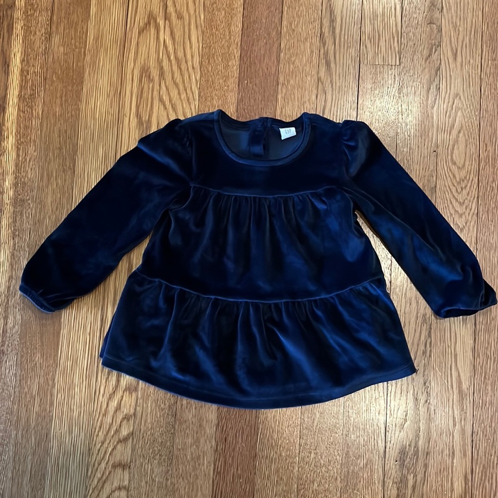 Gap Navy Blue Velvet Tiered Top-Size 4T